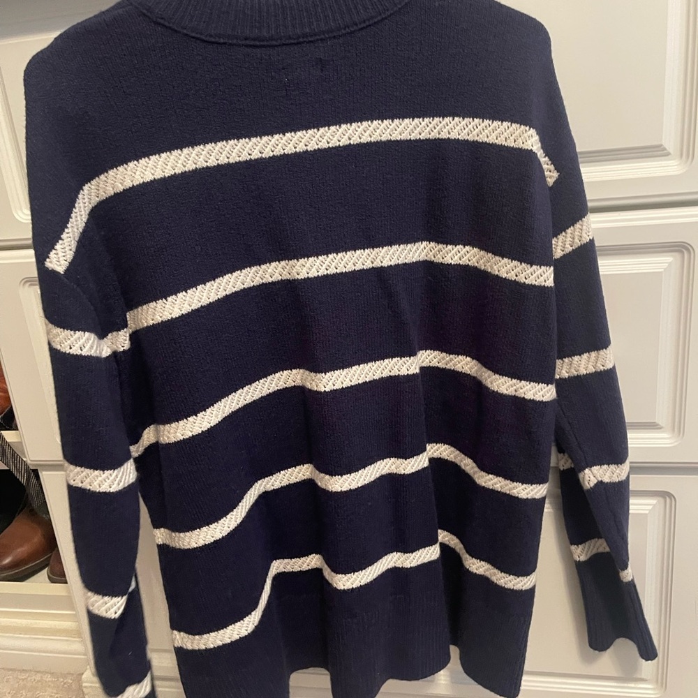 Aerie Navy and Cream Striped Crewneck Sweater - Picture 3 of 3